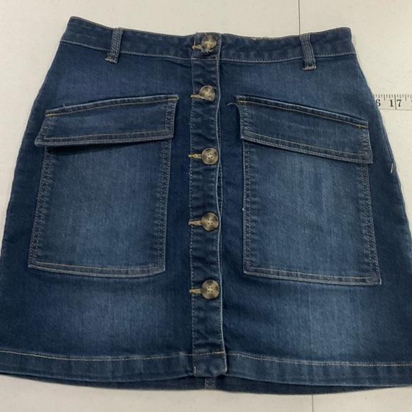 Copper Key Blue A-Line Mini Skirt - Picture 1 of 6